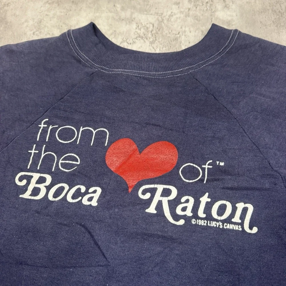 Vintage 80s From The Heart Of Boca Raton 1982 Blue Sweatshirt Crewneck Size M